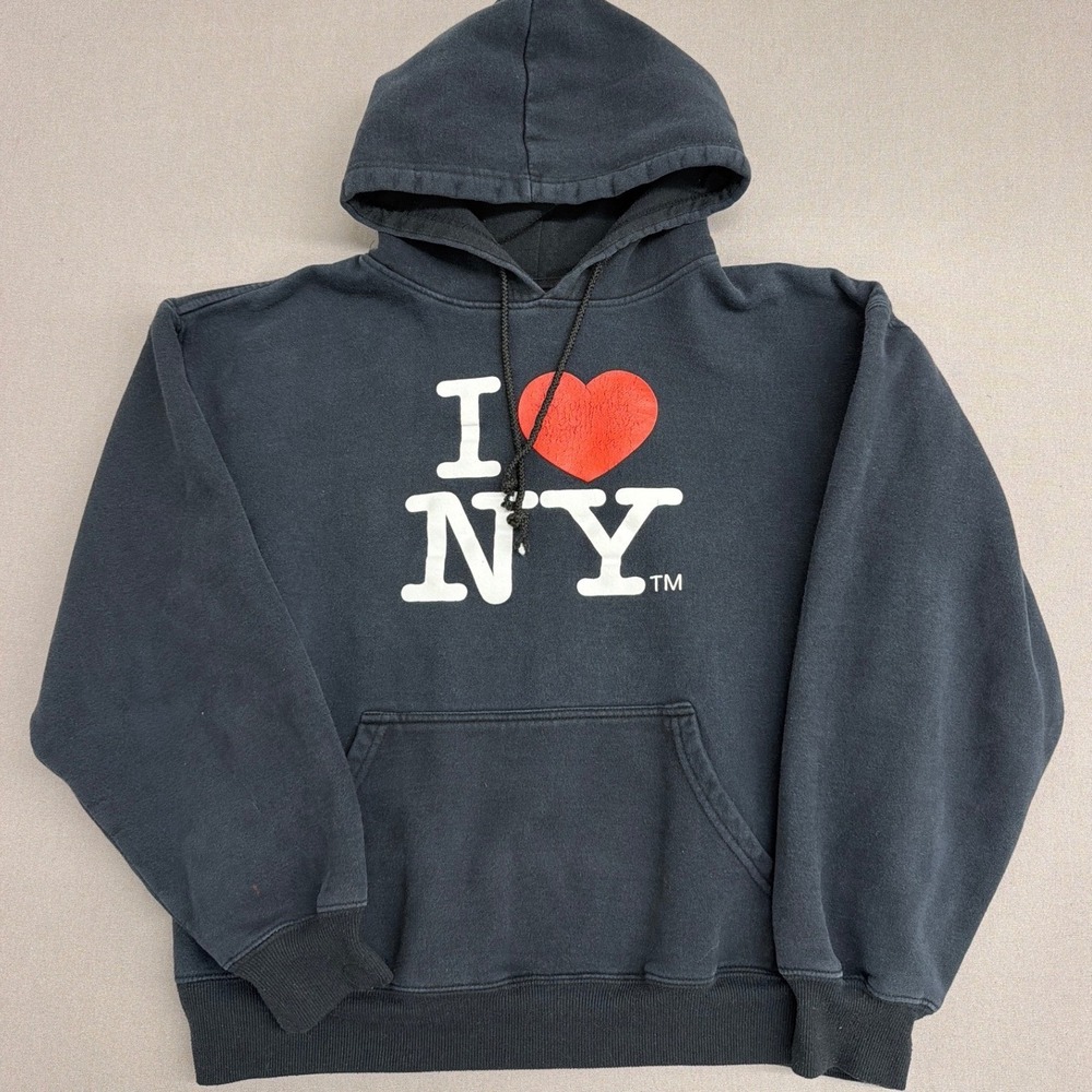 I Love NY Hoodie Mens Large Black Official Licensed Souvenir Pullover Sweatshirt